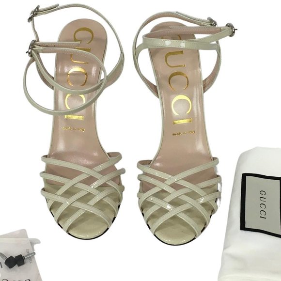 Gucci Women's Vintage Shiny Patent Leather High Heels Sandals DM52 - Picture 9 of 16